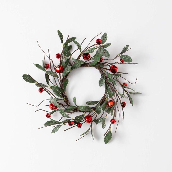 Mistletoe & Bell Candle Ring or Mini Wreath - 6.5"