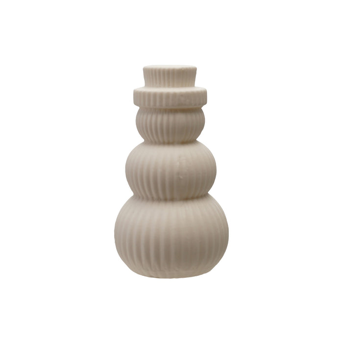 Large LED Stoneware Bisque Snowman Light - 7"