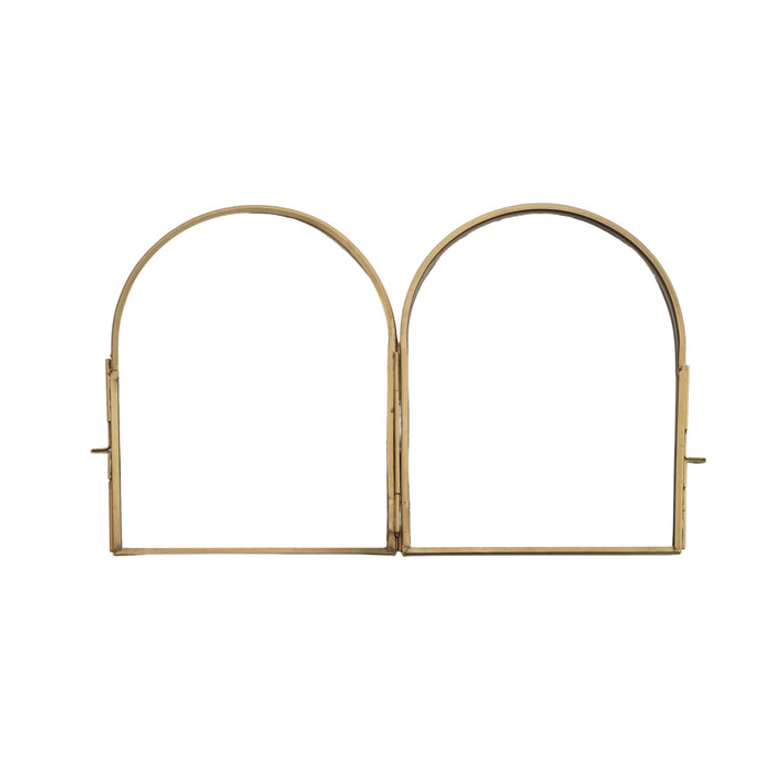 Brass Arched Double Photo Frame - 11.5"