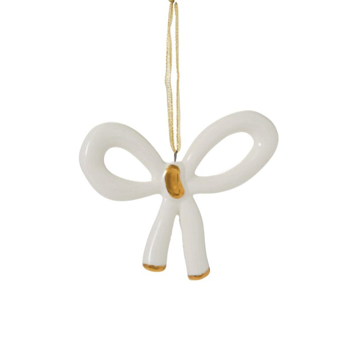 Luella White & Gold Bow Ornament