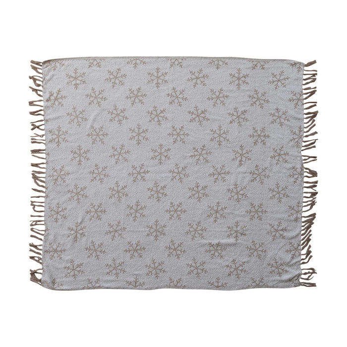 60x50 Jacquard Fabric Snowflakes Throw