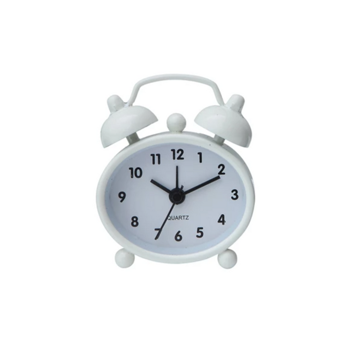 White Mini Metal Alarm Clock - 2.5"