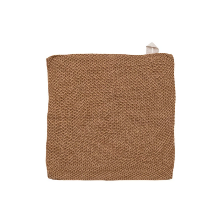 Tan Cotton Knit Dishcloth - 10"