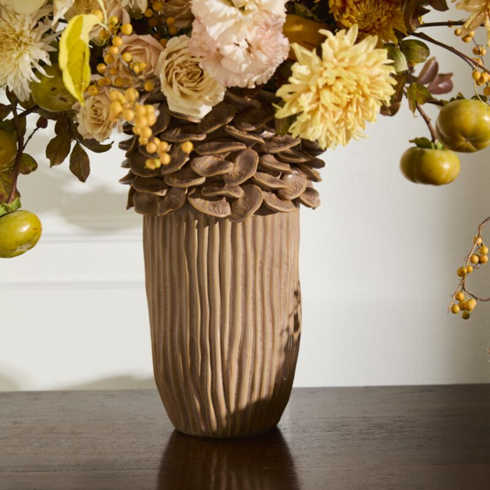 Ceramic Petal Mushroom Vase - 12.5"