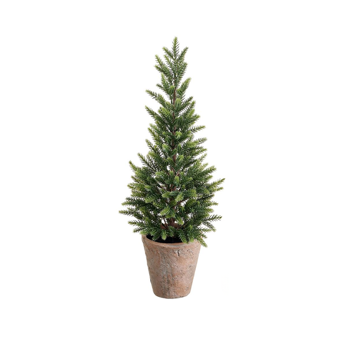22" Large Pine Tree in Tan Cement Pot