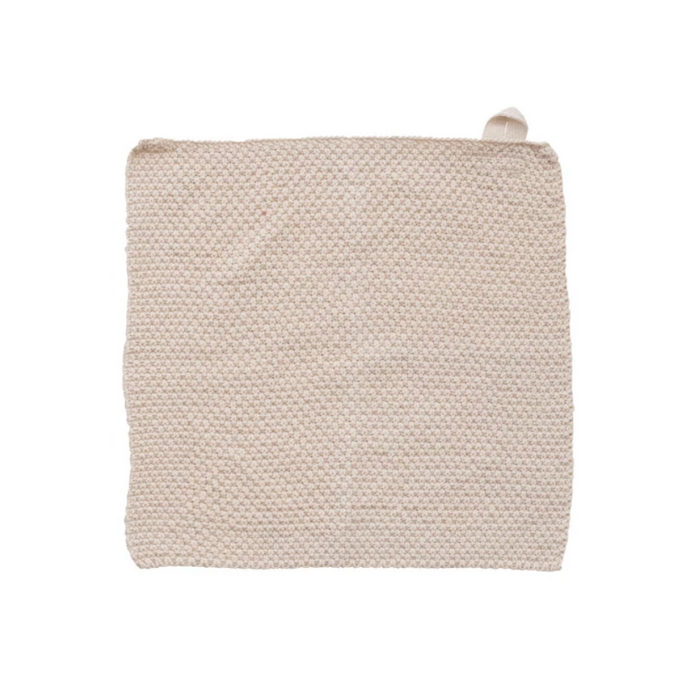 Cream Cotton Knit Dishcloth - 10"