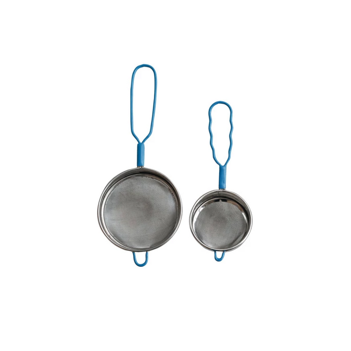 Set of 2 Stainless Steel Strainers - Blue