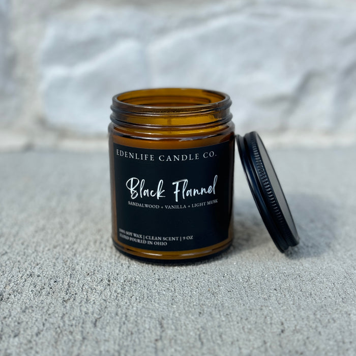 9oz Black Flannel • Edenlife Candle Co.