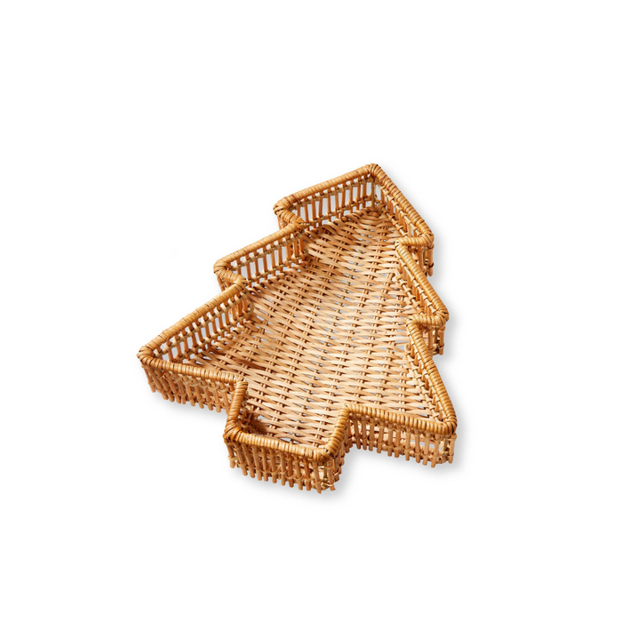 Rattan Tree Shaped Tray - 13"
