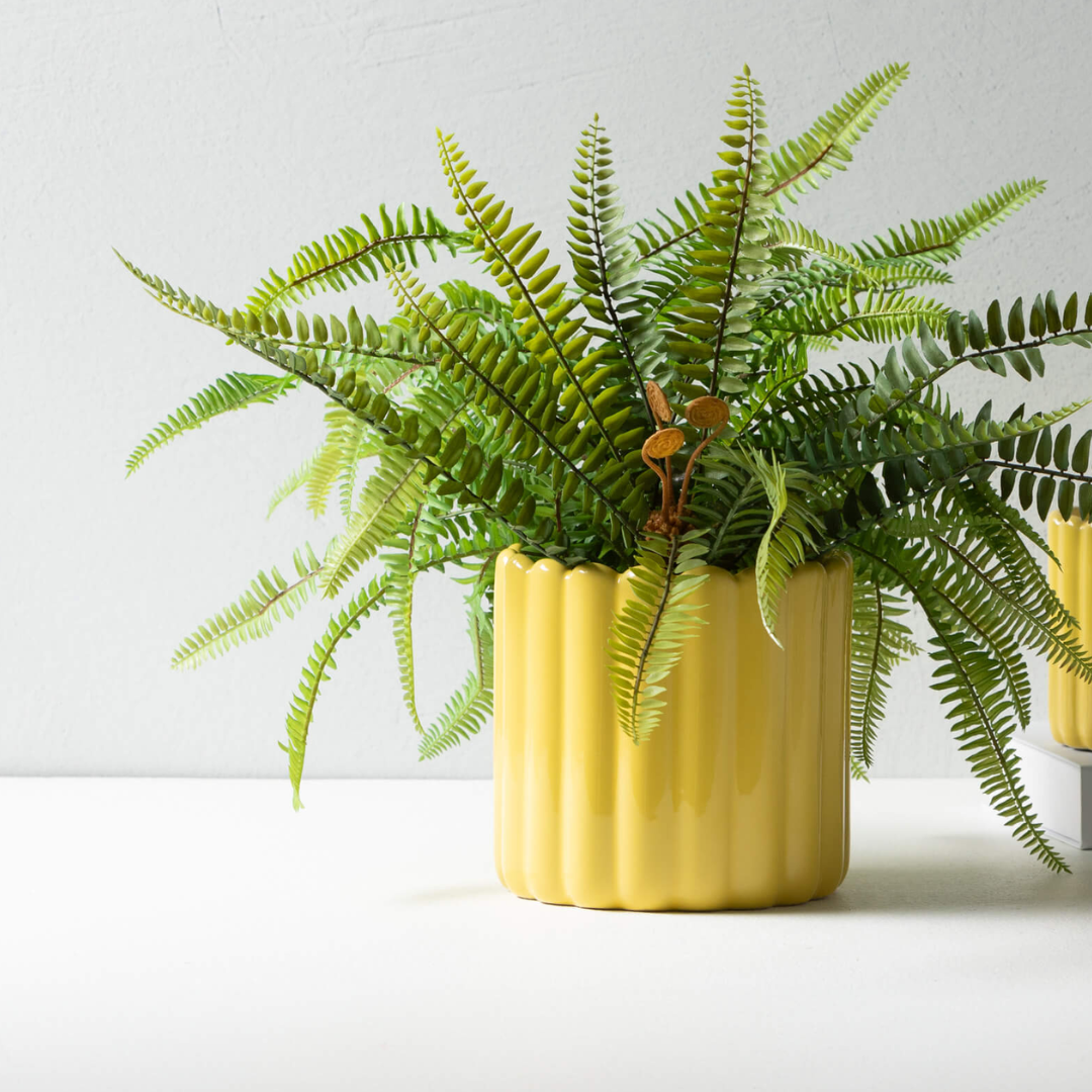 Large Yellow Ribbed Planter - 7