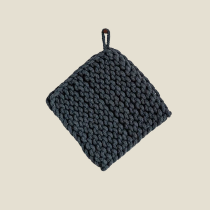 Charcoal Cotton Crocheted Pot Holder - 8"