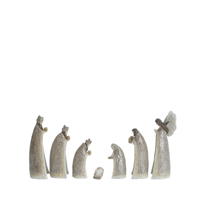 Resin Glittered Nativity Set - 6"