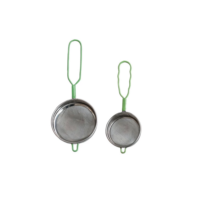 Set of 2 Stainless Steel Strainers - Green