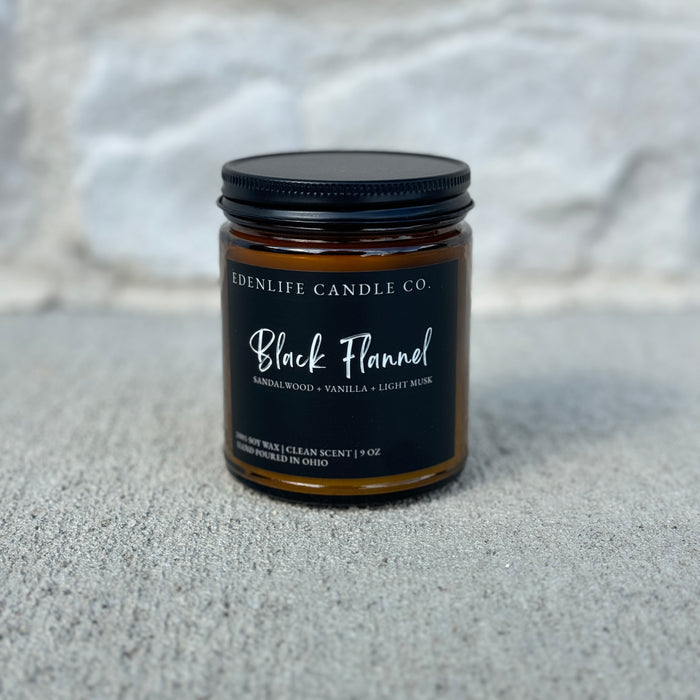 9oz Black Flannel • Edenlife Candle Co.