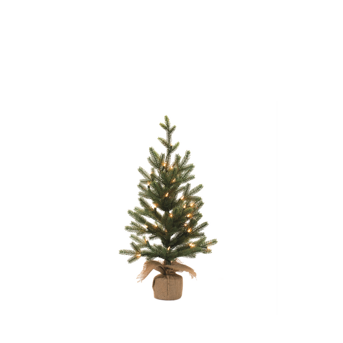 Pre-Lit Tree with Burlap Base - 27"