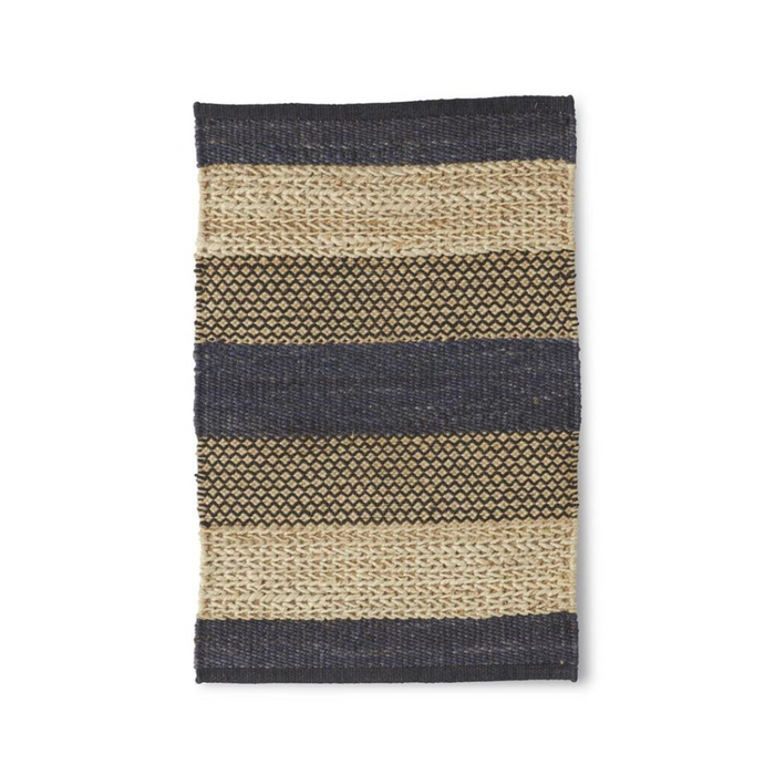 Tan, Gray and Black Striped Jute Rug - 24 x 36