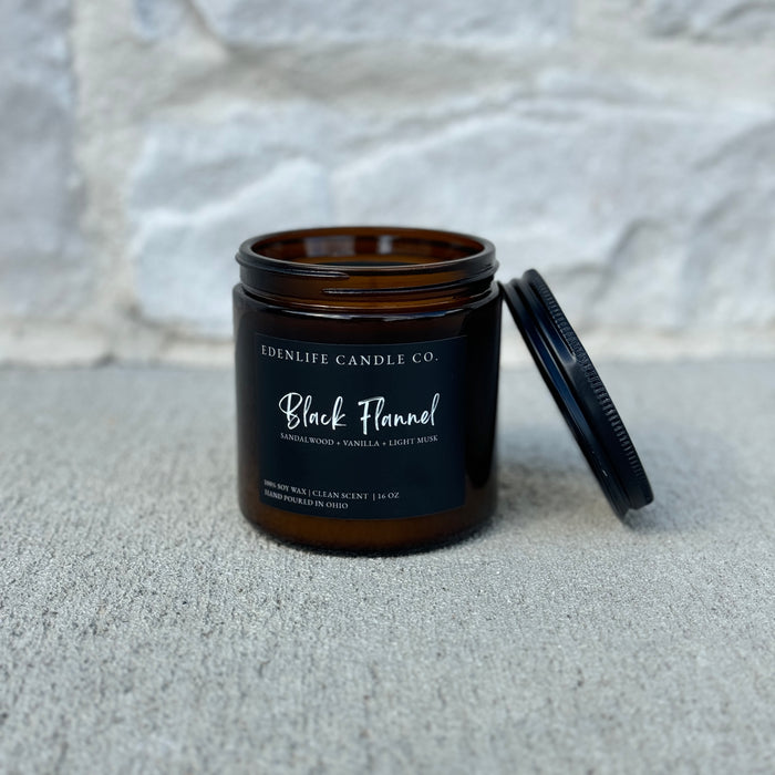 16 oz Black Flannel • Edenlife Candle Co.