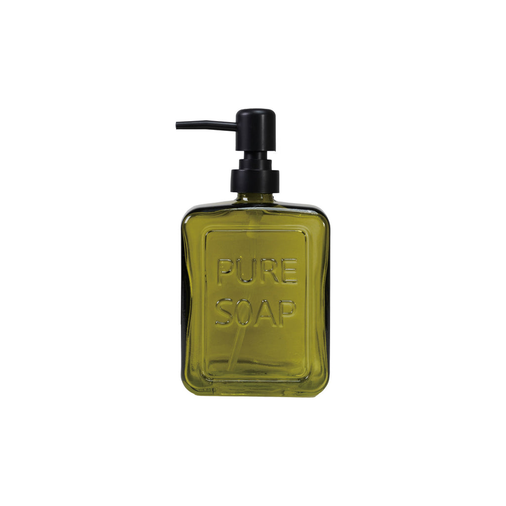 Olive Pressed Glass Soap Dispenser - 4"