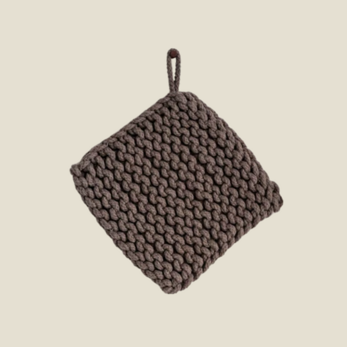 Brown Cotton Crocheted Pot Holder - 8"
